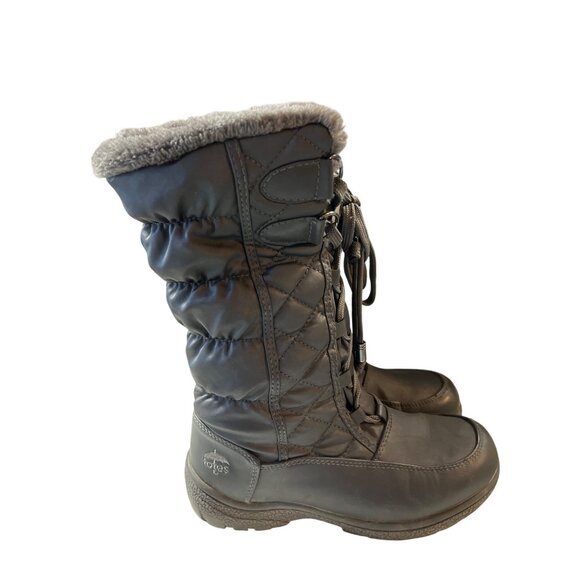 Totes Women's Faux Fur-Lined Snow Boots Size 8 Black Quilted Waterproof - Picture 3 of 7